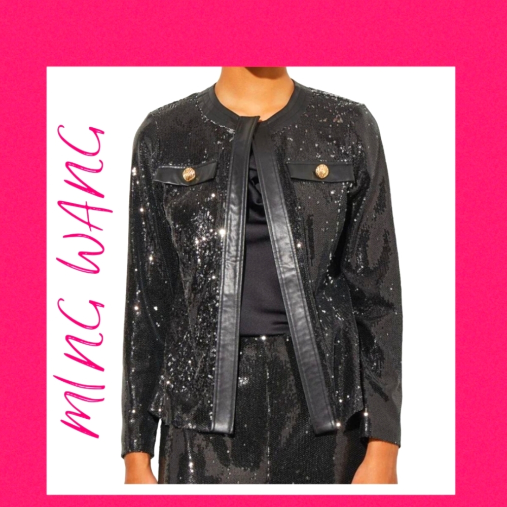 Ming Wang Black Sequin Jacket. Size Small.